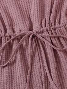 SHEIN LUNE Áo liền quần Dây kéo màu trơn Giải trí - Bụi hồng - Xem 5