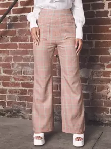 ESMERALDA QUIROZ Plaid Wide Leg Pants - Multicolor - View 1