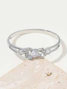 1件银色蝴蝶锆石手链，适合女性日常佩戴 - 銀色 - 查看 3