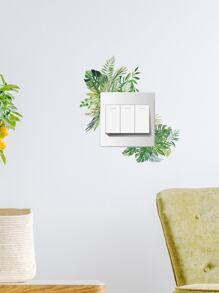 1pc Leaf Pattern Switch Outlet Wall Sticker, Boho PVC Tropical Leaf Print Switch Sticker For Home Decoration, Stickers, Wall Decal, Vinyl Decal For Home Decorations, Spring Decoration Items Refresh Your Home, Rama Decoration Stickers Gifts Birthday Graduation - Multicolor - View 2