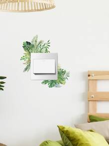 1pc Leaf Pattern Switch Outlet Wall Sticker, Boho PVC Tropical Leaf Print Switch Sticker For Home Decoration, Stickers, Wall Decal, Vinyl Decal For Home Decorations, Spring Decoration Items Refresh Your Home, Rama Decoration Stickers Gifts Birthday Graduation - Multicolor - View 5