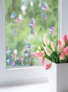 1pc, Mushroom Window Window Decals Static Cling Window Sticker Anti Collision Window Decals For Bird Strikes Rainbow Stickers, Window Decals For Bird Strikes - Multicolor - View 2