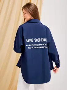 Mulvari Drop Shoulder Patched Detail Flap Pocket Shirt - Navy Blue - View 1