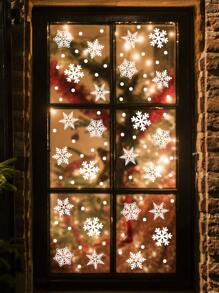 2pcs Christmas Snowflake Print Wall Sticker - White - View 5