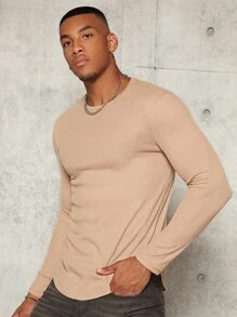 Manfinity Men Solid Round Neck Tee - Apricot - View 1