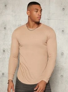 Manfinity Men Solid Round Neck Tee - Apricot - View 5