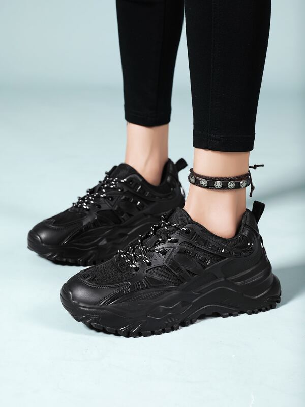 Minimalist Laceup Front Chunky Sneakers SHEIN USA