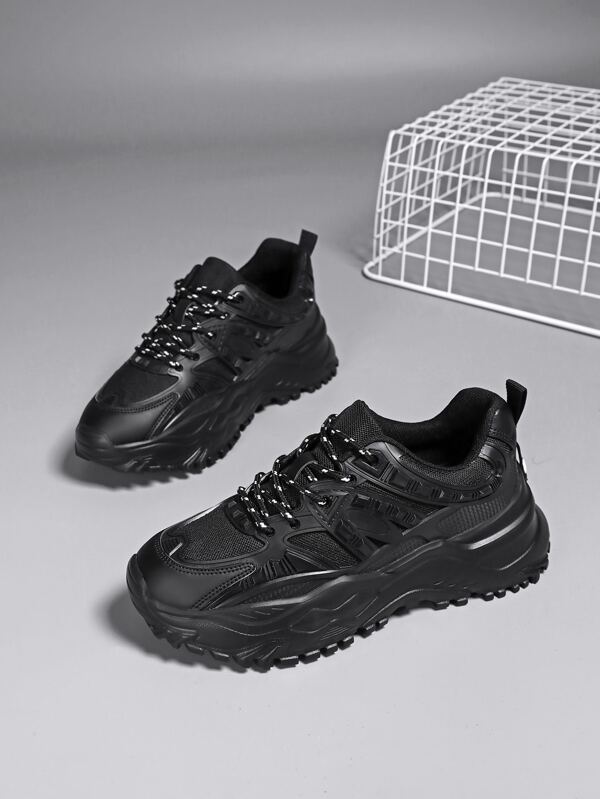 Minimalist Laceup Front Chunky Sneakers SHEIN USA