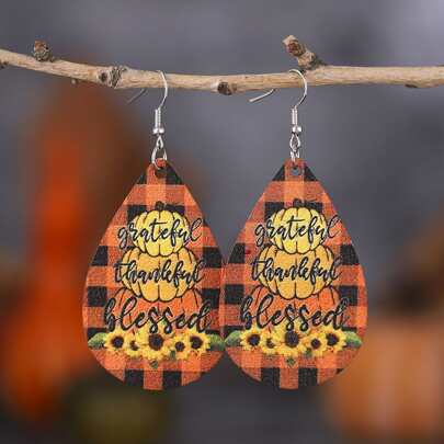 Letter Graphic Water Drop Earrings
