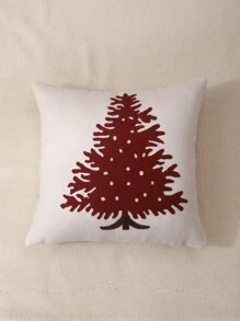 Tree Embroidery Cushion Cover Without Filler - Red and White - View 4