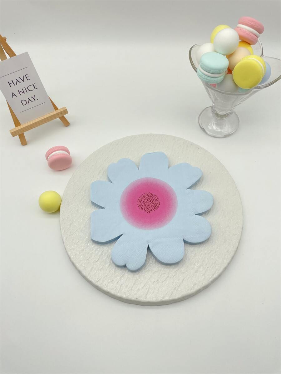 20pcs/set Paper Disposable Napkin, Creative Floral Shaped Paper Dinner Napkin For Party - Multicolor - View 1