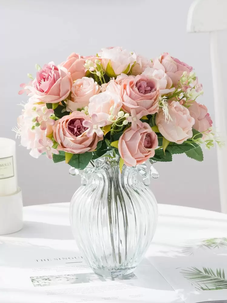 1/3 pezzi profumo di rose artificiali, decorazione autunnale, decorazione per matrimoni, profumo da sposa, corsage da polso, boutonnière, decorazione per vasi di casa/ristorante/camera da letto, decorazione torta di compleanno fai-da-te, decorazione per San Valentino e Capodanno, accessori fotografici, regalo di laurea - Champagne - Visualizzare 4