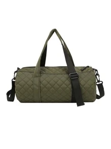 Men Argyle Quilted Duffel Bag - Army Green - View 1