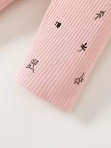 Souflis Souflis 嬰兒女孩小花印花荷葉邊連體褲套裝和頭箍 - 淺粉色 - 查看 3