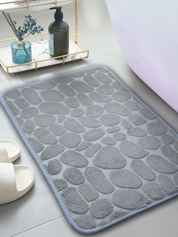 Stone Pattern Bath Rug, Grey Polyester Floor Mat For Bathroom SHEIN USA