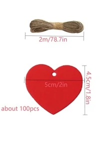 100入組心形禮品包裝標籤 - 紅色 - 查看 3