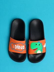 Boys Dinosaur & Letter Graphic Slippers - Multicolor - View 7