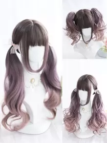 alicegarden 1 peluca larga y rizada de color múltiple resistente al calor sintético, con flequillo, de 25 pulgadas de largo, tejida a máquina de manera realista para uso diario, regalo de decoración navideña, carnaval - Multicolor - Ver 1