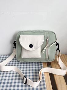 Mini Two Tone Pocket Front Crossbody Bag School Bag For Graduate, Teen Girls, Freshman, Sophomore, Junior & Senior In College, University & High School, Perfect For Outdoors ,Travel & Back To School