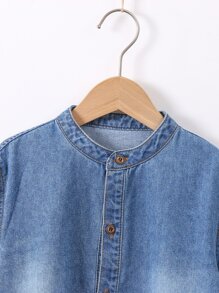 Niños Camisa mezclilla con lavado - Azul lavado medio - Ver 3