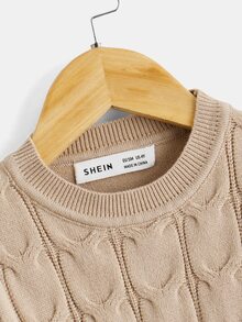 SHEIN Toddler Boys Plaid Pattern Jumper - Khaki - View 3