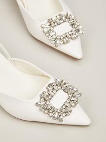 Tacones de aguja con punta puntiaguda y diamantes, nuevos para mujer otoño/invierno 2025 (el material superior del zapato se corta al azar), elegantes, tacones de gatito, para fiesta