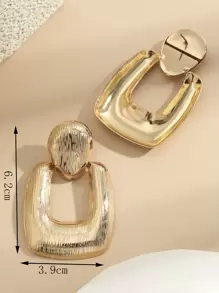 Square Drop Earrings - Yellow Gold - View 3