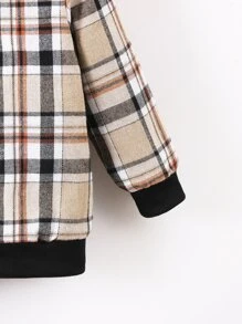 SHEIN Young Boy Plaid Print Thermal Lined Hooded Jacket - Multicolor - View 3