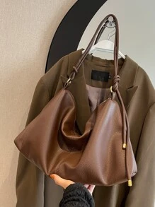 Minimalist Hobo Bag - Coffee Brown - View 1