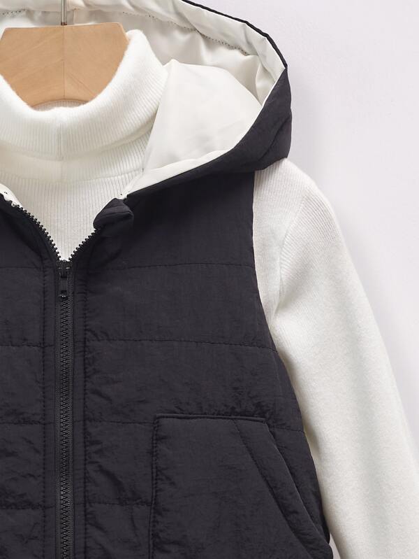 Toddler Boys 1pc Zipper Front Hooded Vest Puffer Coat SHEIN USA