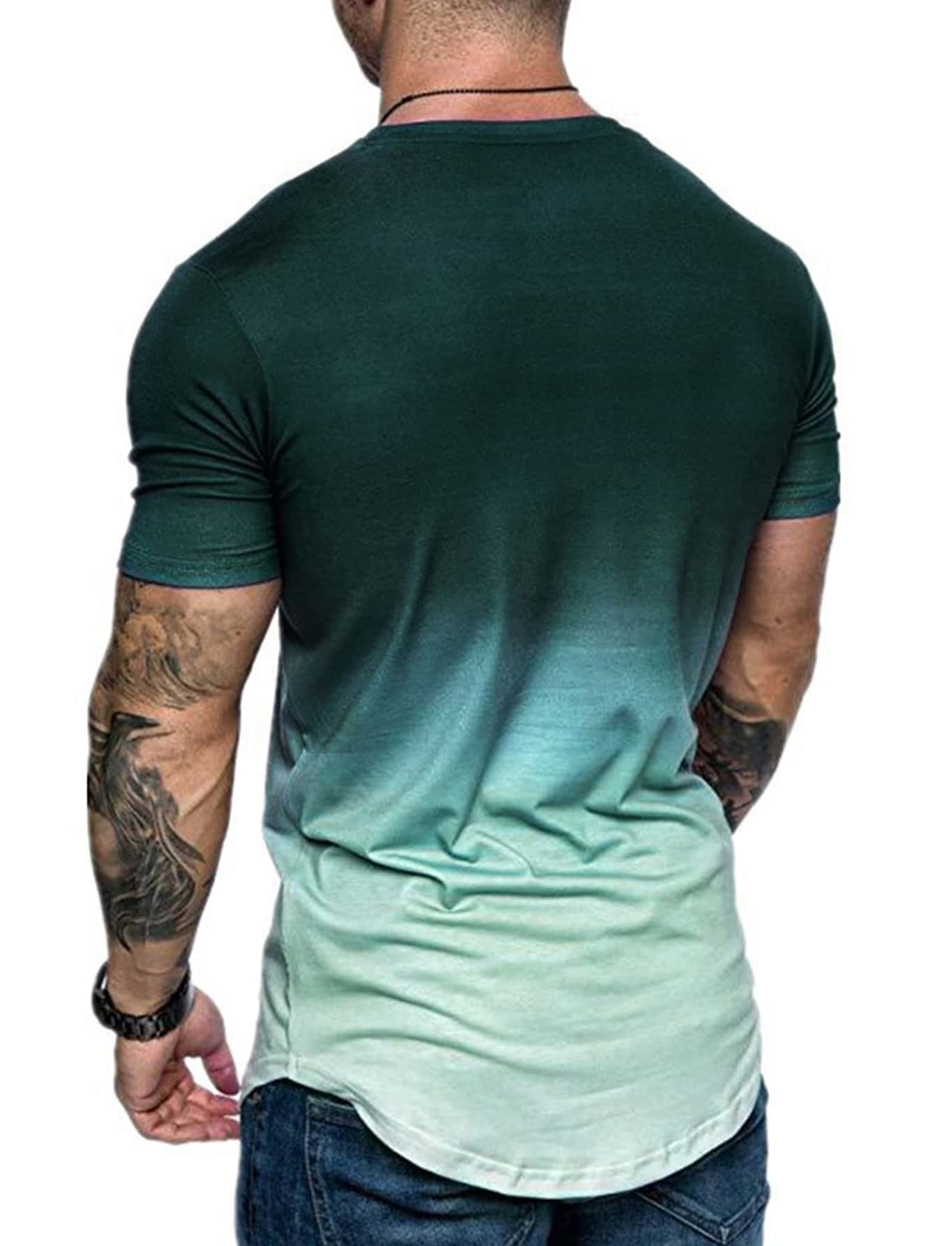 Boyfriend Style Men Letter Graphic Ombre Sports Tee