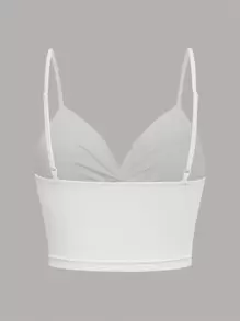 SHEIN ICON 前扭結蕾絲拼接吊帶上衣 - 白色 - 查看 2