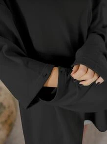 DAZY Schulterfreies Ausschnitt T-Shirt, Langarm Damen Tops für den Herbst - Schwarz - Übersicht 3