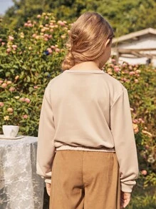 Girls Letter Graphic Pullover - Khaki - View 2