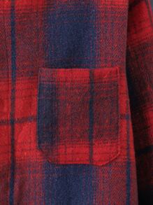 男孩格紋補丁貼口袋連帽襯衫不帶T恤