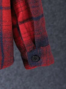 男孩格紋補丁貼口袋連帽襯衫不帶T恤