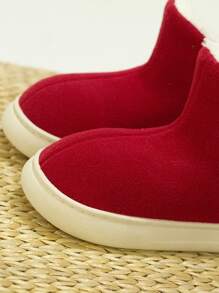 Plush Inside Slip-On Slipper Boots - Red - View 4