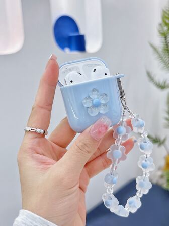 Funda decorativa con flor y dije de manzana de primavera compatible con AirPods1/2 y AirPods Pro