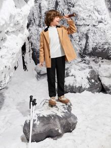 SHEIN 男孩貼布細節高領T恤 - 白色 - 查看 7