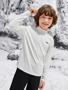 SHEIN 男孩貼布細節高領T恤 - 白色 - 查看 6