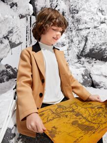 SHEIN 男孩貼布細節高領T恤 - 白色 - 查看 8