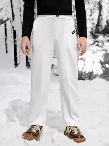 SHEIN Quần Trai Nút Đắp vá Túi Đồ họa Giải trí - trắng - Xem 10