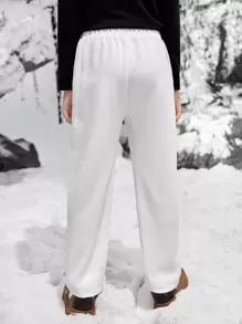 SHEIN Quần Trai Nút Đắp vá Túi Đồ họa Giải trí - trắng - Xem 6