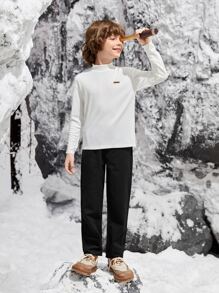 SHEIN Boys Slant Pocket Straight Leg Pants - Black - View 2