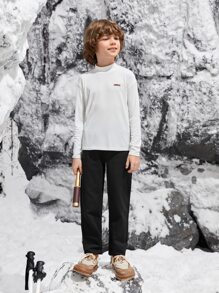 SHEIN Boys Slant Pocket Straight Leg Pants - Black - View 3