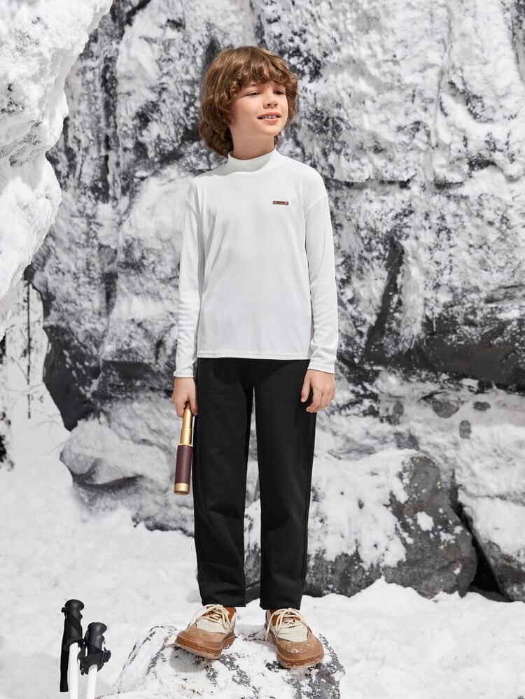 SHEIN 男孩斜口袋直筒褲 - 黑色 - 查看 3