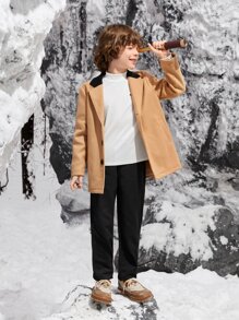 SHEIN Boys Slant Pocket Straight Leg Pants - Black - View 4