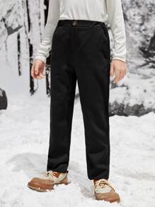 SHEIN Boys Slant Pocket Straight Leg Pants - Black - View 7