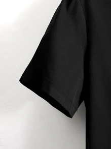 Manfinity Homme Hombres Camisa con estampado de expresión con botón delantero sin camiseta - Negro - Ver 3