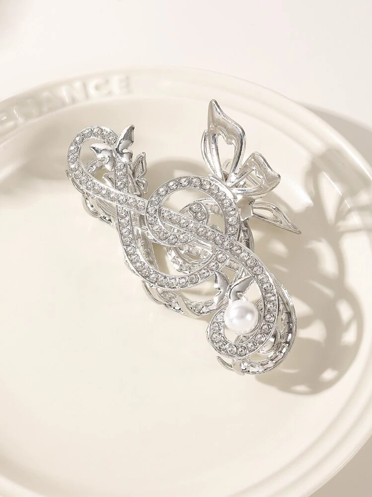 Griffe à cheveux à strass & fausse perle note de musique design - Multicolore - Voir 2